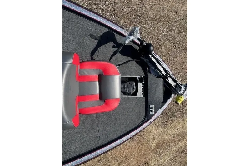 Slide: The Image of 2025 Nitro Z19 boat interior with red and gray seating, featuring a sleek design. - 9