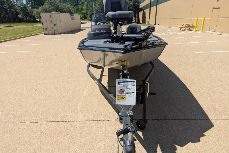 Slide: The Image of 2025 Tracker Bass Tracker Classic XL boat in parking lot, front view. - 7