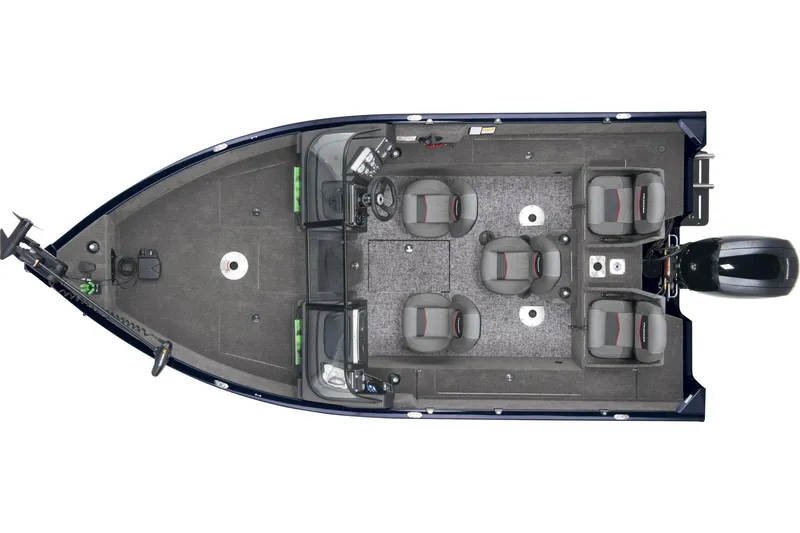 Slide: The Image of 2026 Tracker Pro Guide V-175 Combo boat interior with steering wheel and dashboard controls. - 6