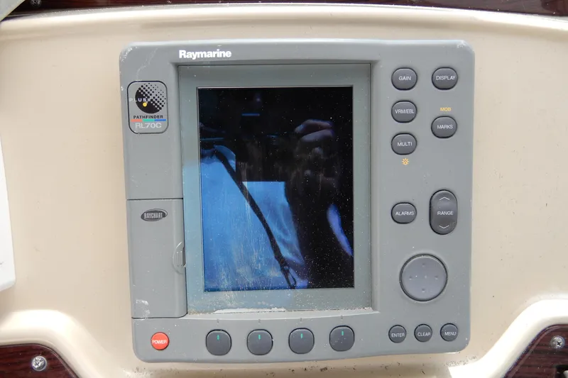 Slide: The Image of Raymarine Pathfinder RL70C display on 2002 Chaparral Signature 320 boat dashboard. - 24