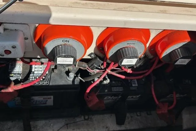 Slide: The Image of Battery switches and wiring on a 1999 Grady-White Sailfish 272 boat. - 24