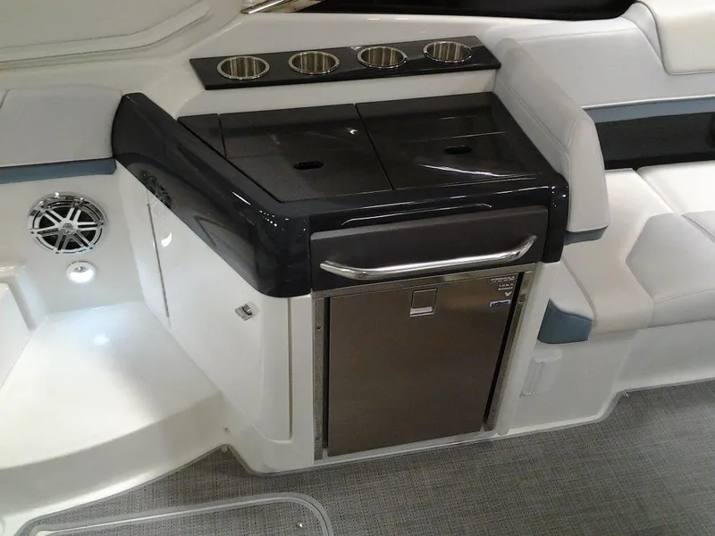 Slide: The Image of 2018 Formula 310 Sun Sport interior with sleek seating and modern dashboard controls. - 26