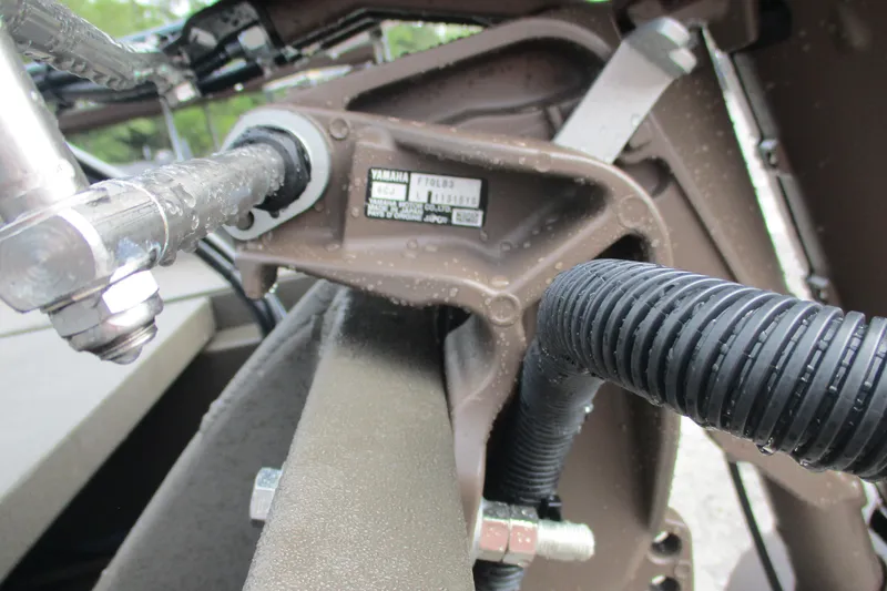 Slide: The Image of Close-up of 2025 Alweld 1756 CC VV Marsh Jon boat engine components. - 10