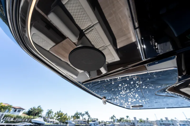 Slide: The Image of 2025 Solaris Power 44 Open yacht with sleek design and modern speaker system. - 38