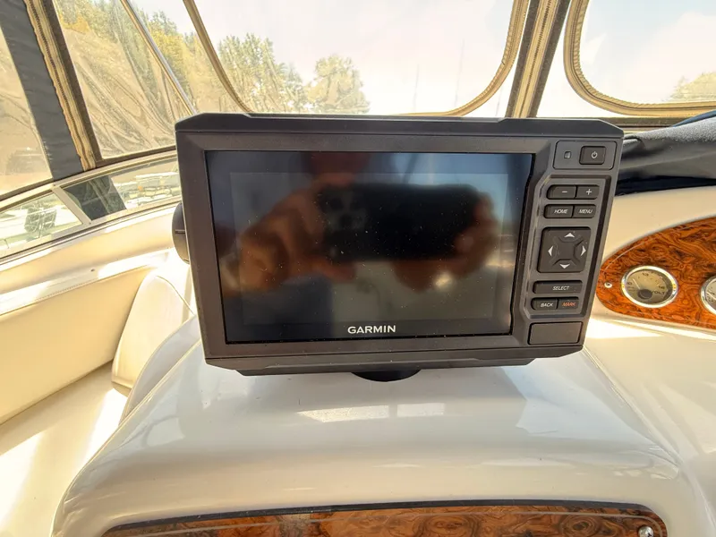 Slide: The Image of Garmin navigation system on 2002 Bayliner 3488 Motoryacht dashboard. - 21
