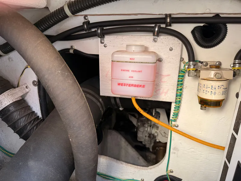Slide: The Image of Engine compartment of 2002 Bayliner 3488 Motoryacht with Westerbeke coolant system. - 34