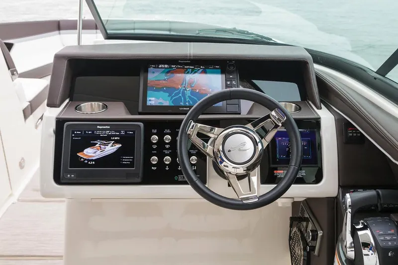 Slide: The Image of Manufacturer Provided Image: 2017 Sea Ray SLX 350 helm with advanced navigation and control systems. - 3