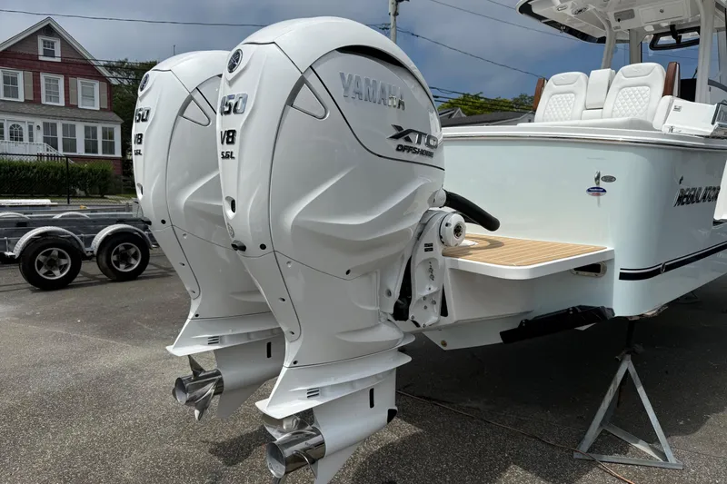 Slide: The Image of 2026 Regulator 31 boat with twin Yamaha V8 5.6L XTO Offshore engines. - 6