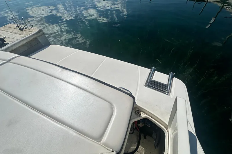 Slide: The Image of 2018 Sea Ray SPX 210 boat with swim platform and ladder by the water. - 15