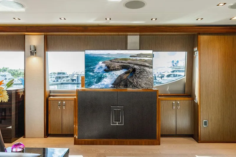 Slide: The Image of Luxurious interior of 2013 Hatteras 80 Motor Yacht with modern entertainment system. - 37