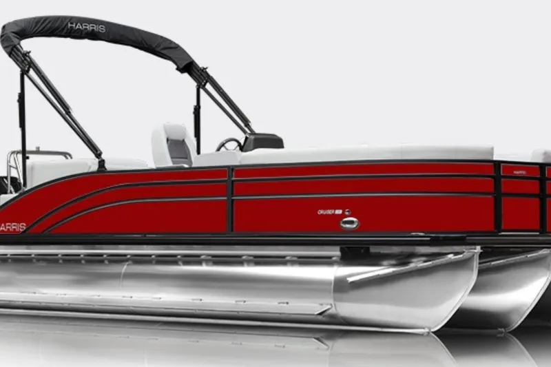 The Image of 2026 Harris FloteBote Cruiser 210 SL pontoon boat, red exterior, sleek design. - 1
