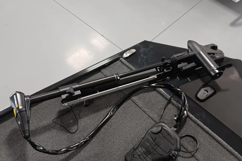 Slide: The Image of 2025 Tracker Bass Tracker Classic XL boat with trolling motor on deck. - 8