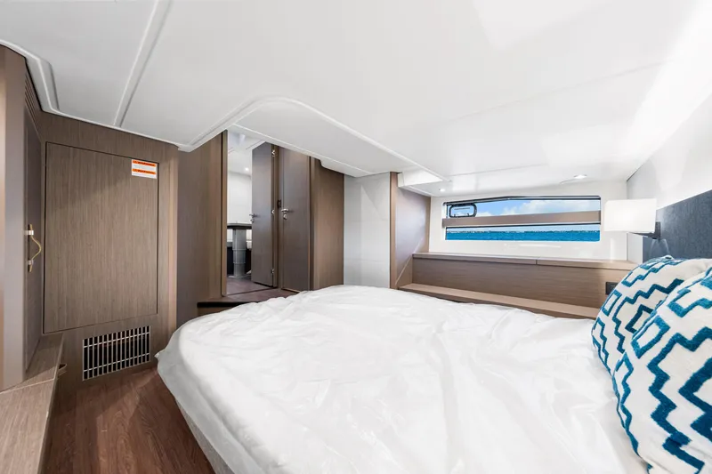 Slide: The Image of Luxurious cabin interior of 2024 Beneteau Gran Turismo 45 yacht with ocean view. - 67
