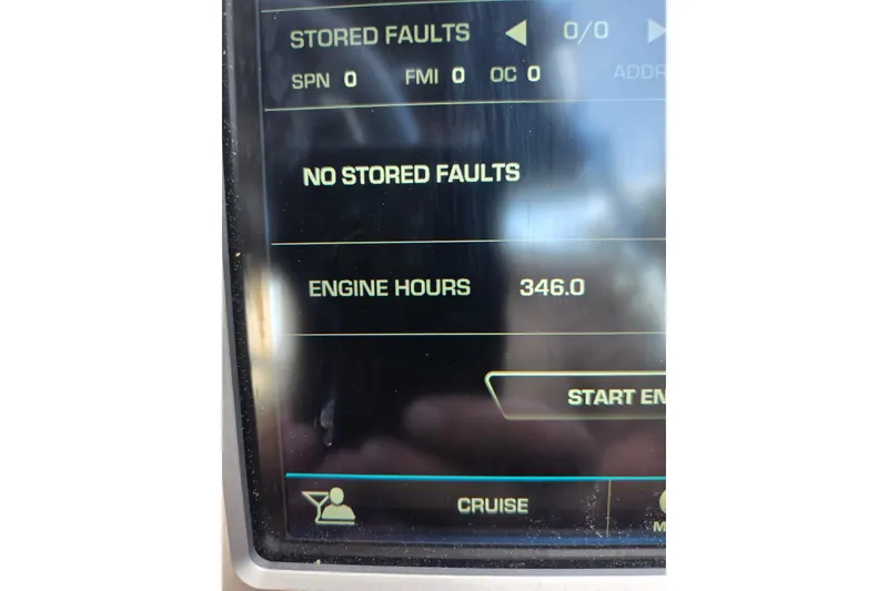 Slide: The Image of Display screen of 2021 Supra SE 450 showing no faults, 346 engine hours. - 13