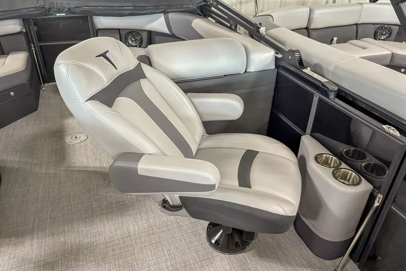 Slide: The Image of Luxurious seating in the 2025 Trifecta 22 RF CS boat with cup holders. - 5