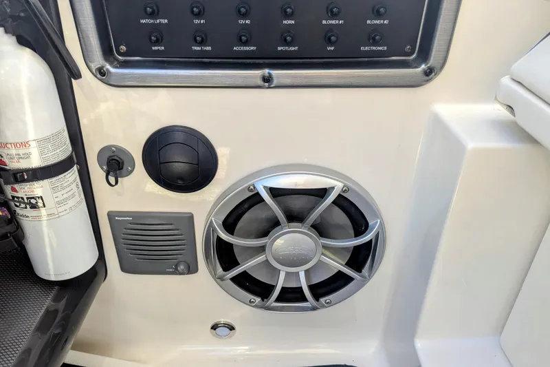 Slide: The Image of Control panel and speaker on a 2013 Monterey 280 Sport Yacht. - 23