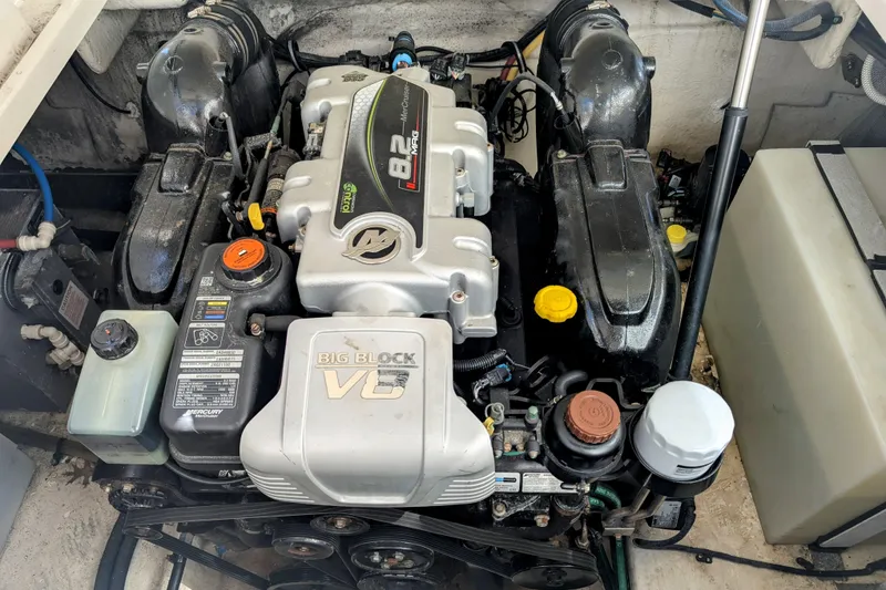Slide: The Image of Engine compartment of a 2013 Monterey 280 Sport Yacht with 8.2L V8 engine. - 36