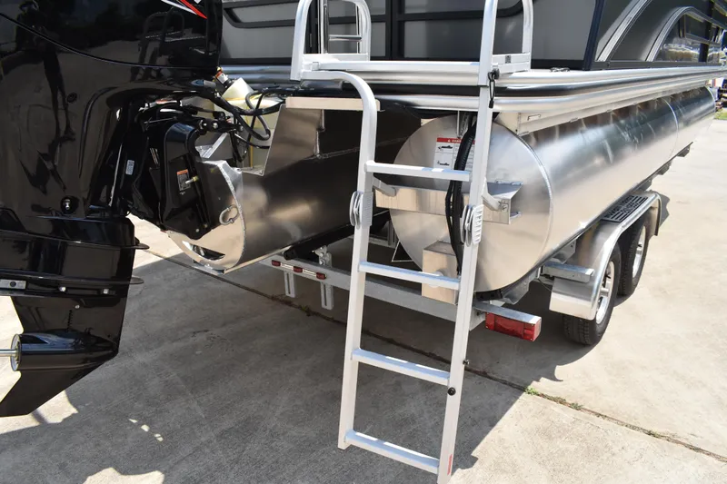 Slide: The Image of 2026 Lowe SF 212 WT Sport Fish boat with ladder and outboard motor. - 7