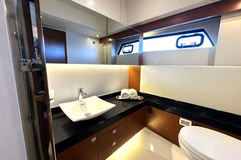 Slide: The Image of Luxurious bathroom in 2016 Prestige 500 S yacht with modern sink and elegant design. - 46