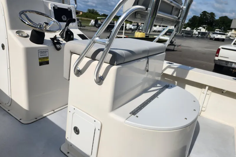 Slide: The Image of 2023 May-Craft 20 Cape Classic boat interior with steering console and seating. - 14