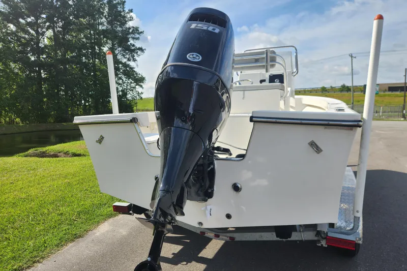 Slide: The Image of 2023 May-Craft 20 Cape Classic boat with powerful outboard motor on trailer. - 3