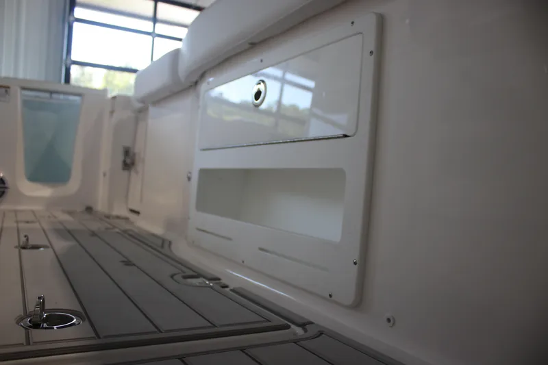 Slide: The Image of 2026 Sea Fox 328 Commander boat interior with three luxury captain's chairs. - 38