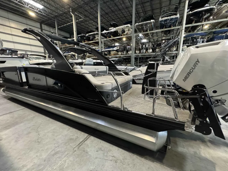 Slide: The Image of 2026 Barletta LUSSO 25UCAT pontoon boat in warehouse. - 12