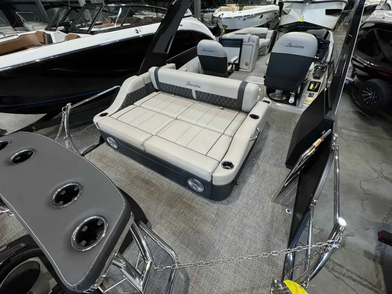 Slide: The Image of Interior of 2026 Barletta LUSSO 25UCAT with luxurious seating arrangement. - 17