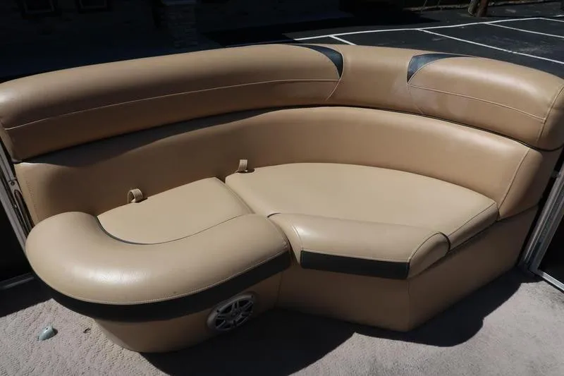 Slide: The Image of 2013 Berkshire 231RFCSTS13 boat seating, beige leather upholstery, curved design. - 11