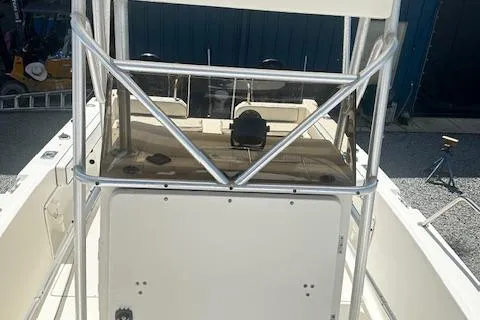 Slide: The Image of 1997 Sea Cat Catamaran with metal frame and open deck, viewed from above. - 12