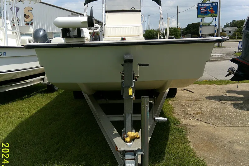 Slide: The Image of 2008 KenCraft 2260 BAYRIDER boat on trailer, parked outdoors, front view. - 4