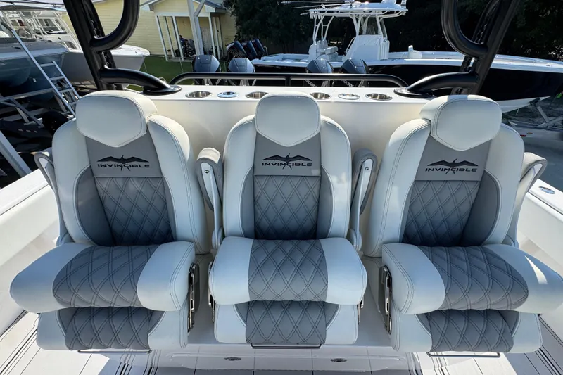 Slide: The Image of Luxurious seating on 2023 Invincible 35 Catamaran, featuring elegant design and comfort. - 30