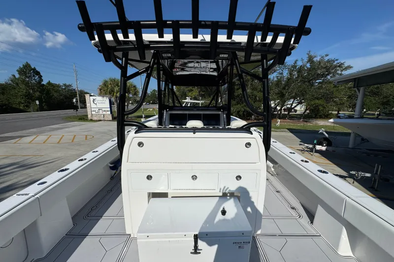 Slide: The Image of 2023 Invincible 35 Catamaran with sleek design, spacious deck, and modern amenities. - 37