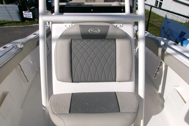 Slide: The Image of 2026 Key West 239 FS boat seat with quilted design and water droplets. - 9