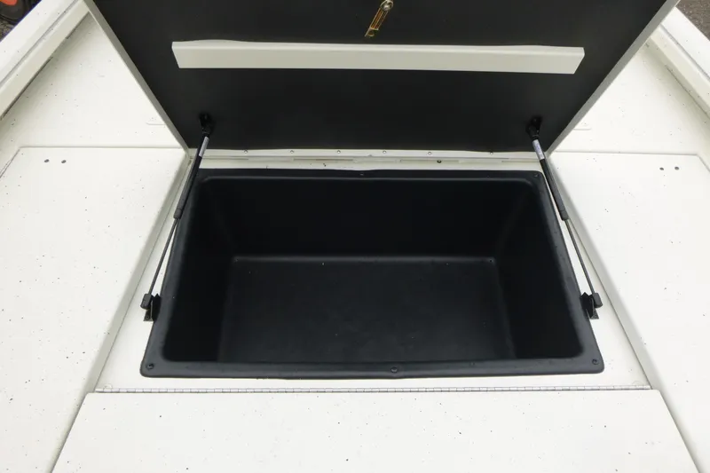 Slide: The Image of Open storage compartment in 2025 Ranger RB210 boat. - 11