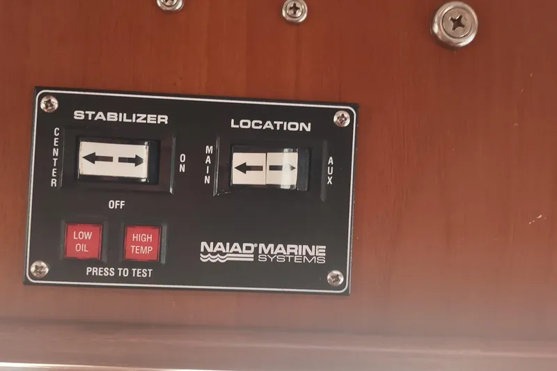 Slide: The Image of Control panel of Naiad Marine Systems on 2001 Kadey-Krogen 39 boat. - 52
