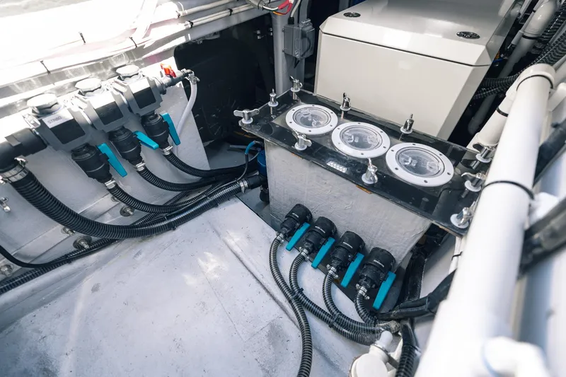 Slide: The Image of Engine room of 2025 Lindell 48' boat with advanced wiring and components. - 45