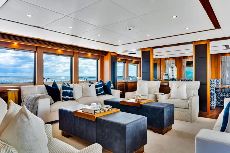 Slide: The Image of Luxurious interior of 2009 Sunseeker 37 Metre Yacht with elegant seating and ocean views. - 10