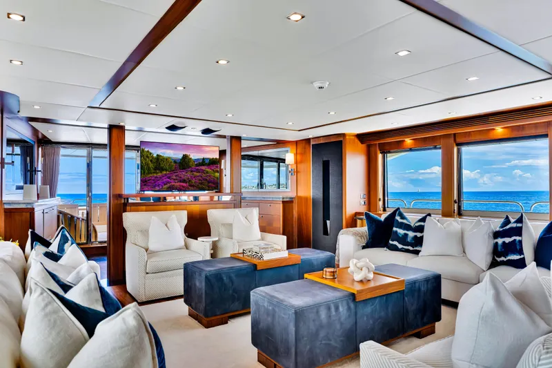 Slide: The Image of Luxurious interior of 2009 Sunseeker 37 Metre Yacht with ocean view and elegant furnishings. - 11