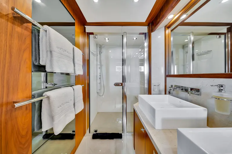 Slide: The Image of Luxurious bathroom on 2009 Sunseeker 37 Metre Yacht with modern fixtures and elegant design. - 25
