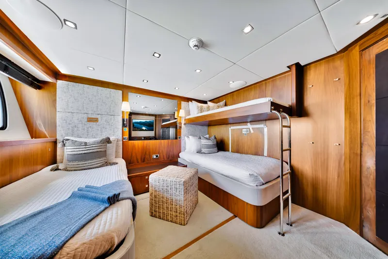 Slide: The Image of Luxurious cabin interior of 2009 Sunseeker 37 Metre Yacht with bunk beds and elegant decor. - 28