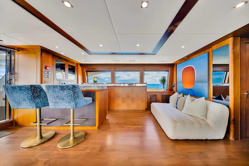 Slide: The Image of Luxurious interior of 2009 Sunseeker 37 Metre Yacht with modern seating and ocean view. - 33