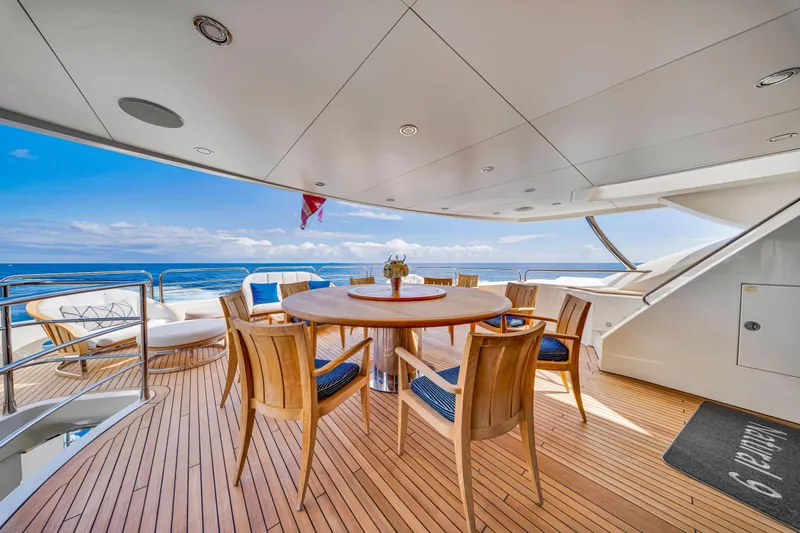 Slide: The Image of Luxurious Sunseeker 37 Metre Yacht 2009, featuring elegant outdoor dining area with ocean view. - 36