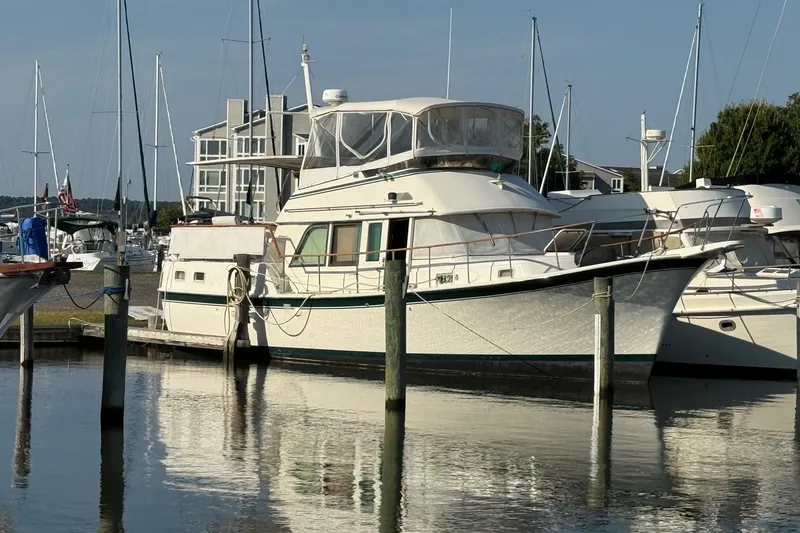Slide: The Image of Bathroom interior of 1980 Hatteras 42 LRC yacht with shower and toilet. - 16