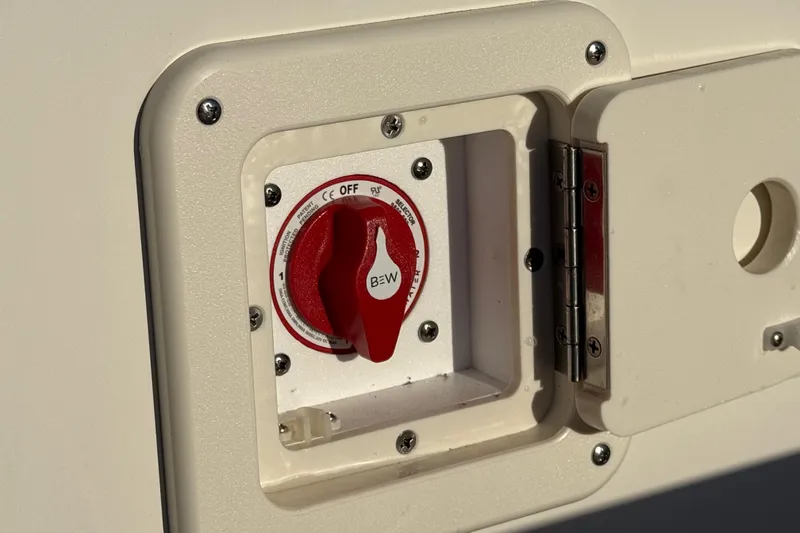Slide: The Image of Battery switch on a 2026 Key West 1720 Center Console boat. - 28