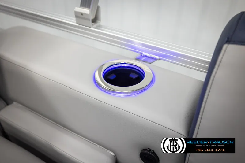 Slide: The Image of Illuminated cup holder on 2026 Avalon LSZ VRB boat seat, featuring sleek design and modern lighting. - 45