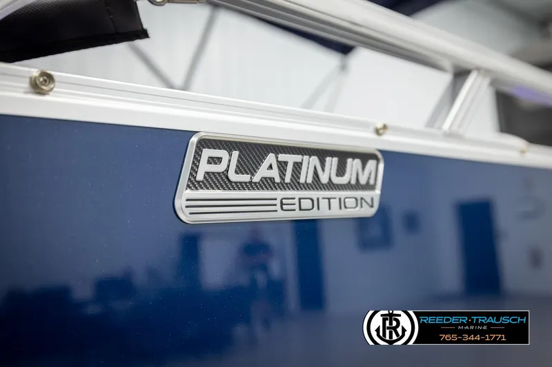 Slide: The Image of 2026 Avalon LSZ VRB Platinum Edition boat with Reeder-Trausch Marine branding. - 47