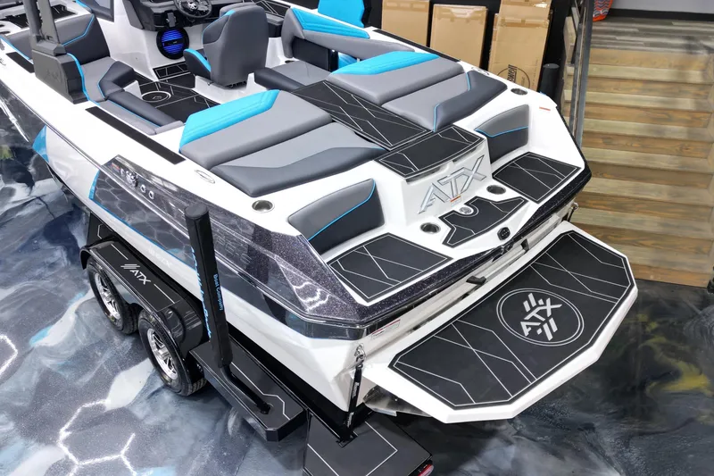 Slide: The Image of 2026 ATX Surf Boats 22 Type-S, sleek design with modern seating and detailing. - 19