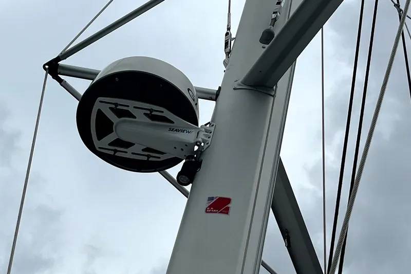 Slide: The Image of Close-up of rigging on a 2000 Fountaine Pajot Belize 43 sailboat. - 18