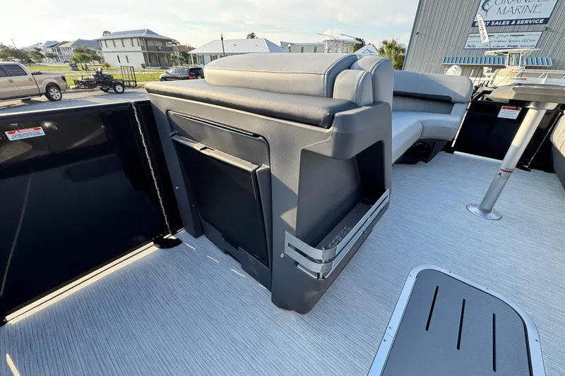 Slide: The Image of 2026 Bennington 24 MSB boat interior with sleek seating and modern design. - 10